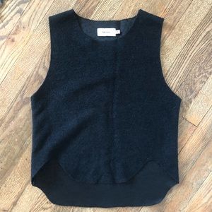 Priory Wool Blend Raw Hem Tank in Black Sz S/M